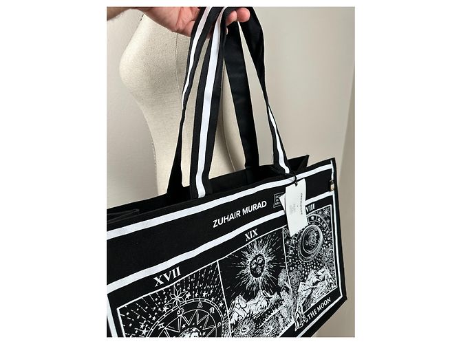 Borsa tote Zuhair Murad nera in cotone Nero - vista 3