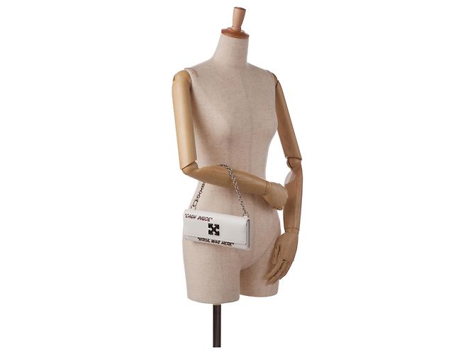 Off White Off-White Portafoglio Jitney Quote Bianco con Catena - vista 13