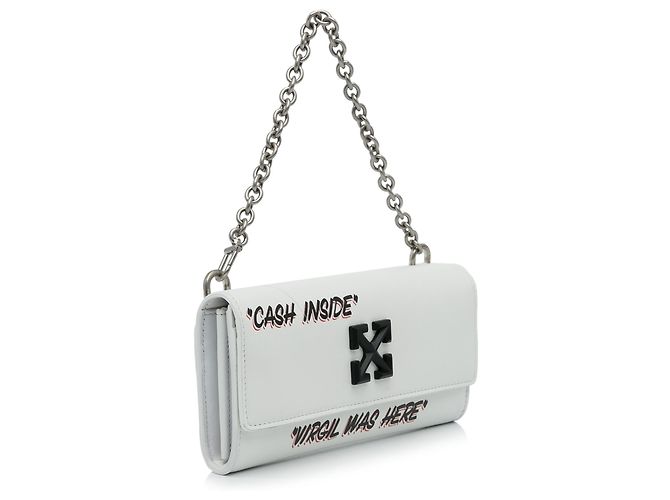 Off White Off-White Portafoglio Jitney Quote Bianco con Catena - vista 2