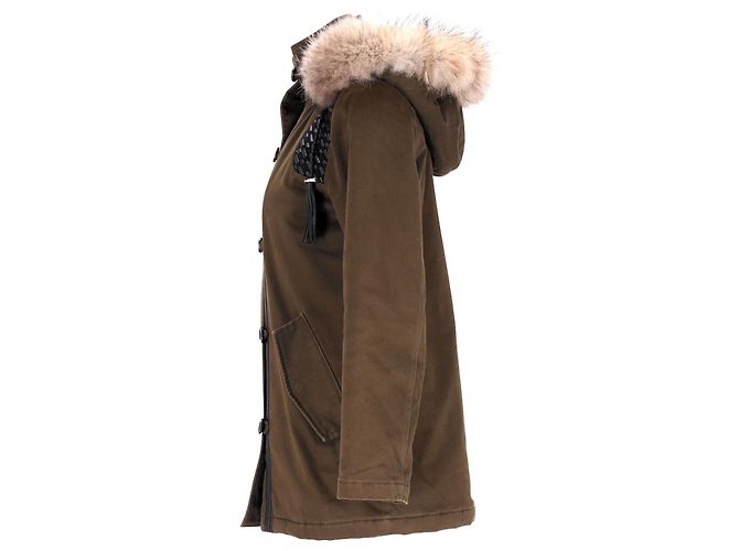 Maje Faux Fur Gove Parka in Olive Polyester - view 2