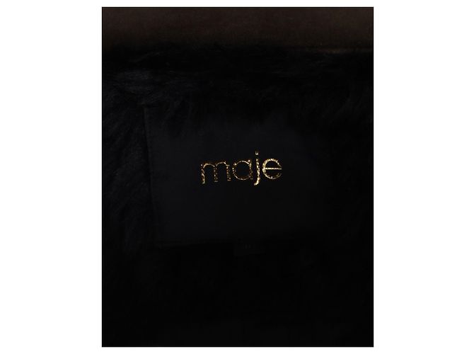 Maje Faux Fur Gove Parka in Olive Polyester - view 4