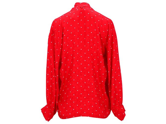 Maje Polka Dot Bow Shirt aus roter Viskose - Ansicht 3