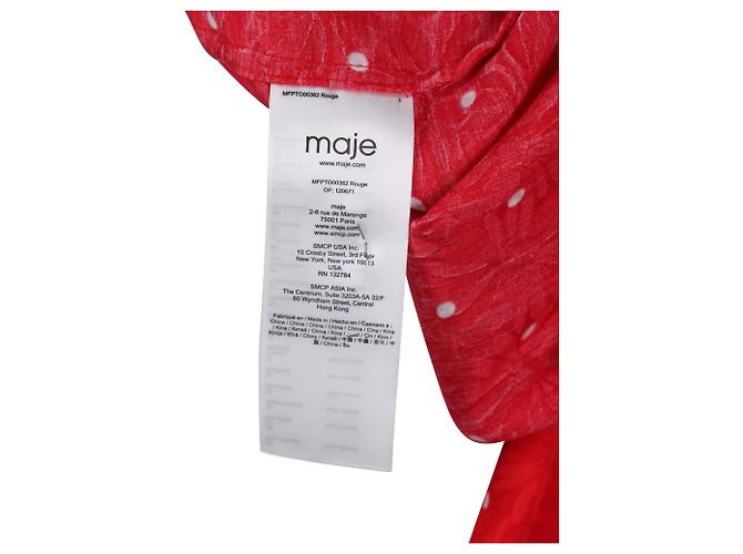Maje Polka Dot Bow Shirt aus roter Viskose - Ansicht 5