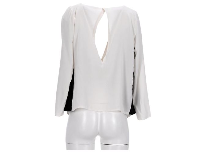 Blusa Sandro con cuello en V de seda gris - vista 3