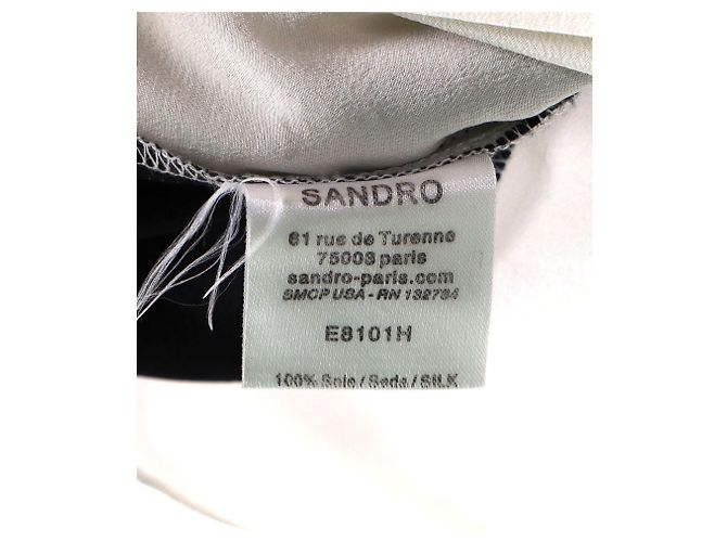 Blusa Sandro con cuello en V de seda gris - vista 6