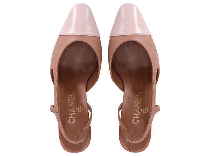 Timeless Décolleté slingback Chanel CC con punta in pelle rosa - vista 5