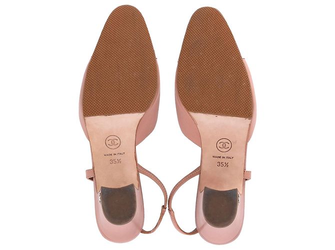 Timeless Décolleté slingback Chanel CC con punta in pelle rosa - vista 6