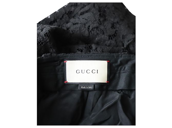 Calça larga de renda Gucci em algodão preto - vista 3