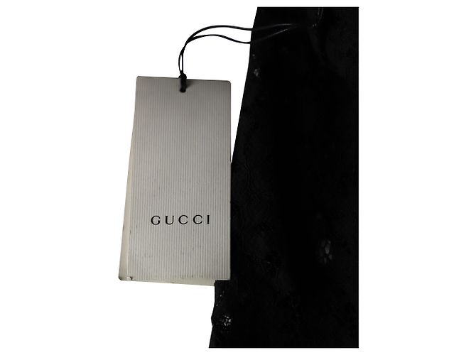 Calça larga de renda Gucci em algodão preto - vista 4