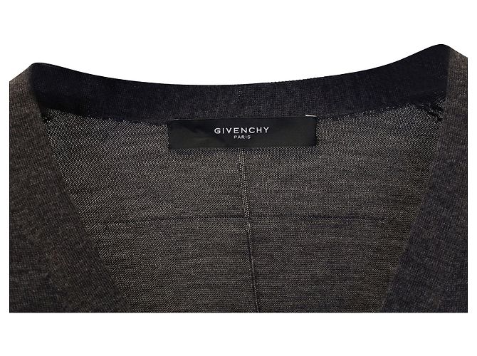 Givenchy Button-Front Cardigan in Dark Grey Wool - view 3
