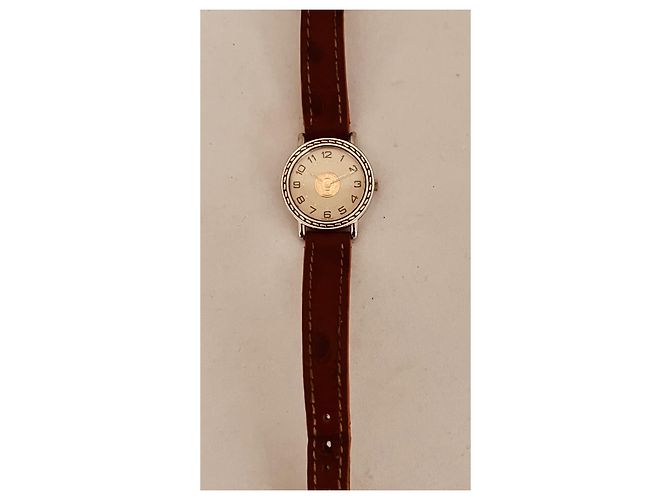 Relógio Hermès Sellier Aço e Ouro Cor Creme Fora de branco - vista 2
