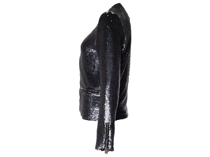 IRO, Paillettenbesetzte Bikerjacke in Grau - Ansicht 2