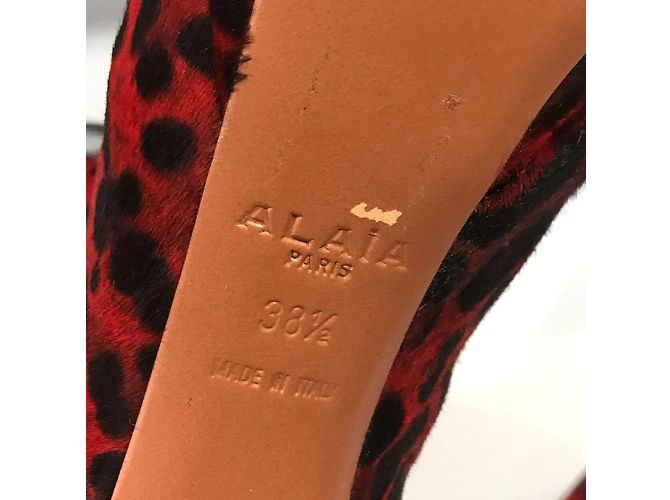 Alaïa Botines ALAIA T.EU 38.5 de piel de ternera estilo pony Roja - vista 6