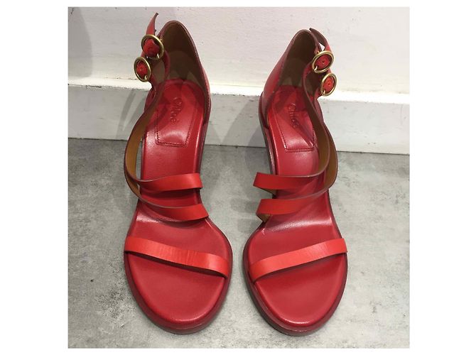 Chloé Sandalias CHLOE T.EU 38.5 Cuero Roja - vista 4