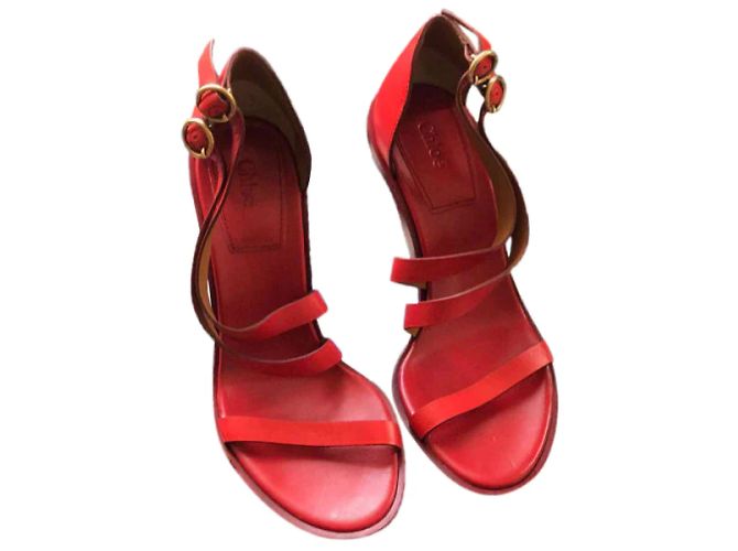 Chloé Sandalias CHLOE T.EU 38.5 Cuero Roja - vista 8