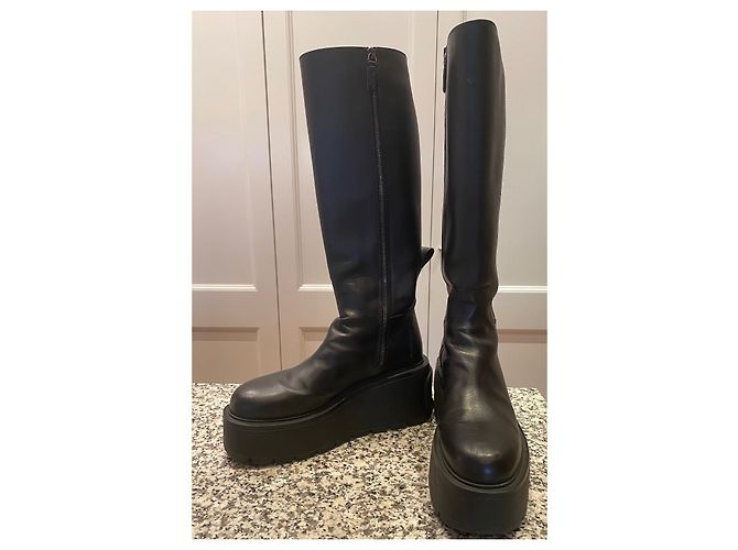 Valentino VLogo Lederstiefel mit Keilsohle schwarz - Ansicht 4