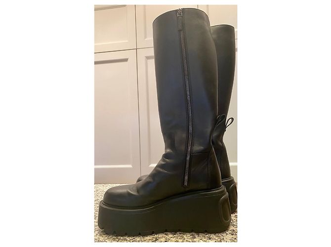 Valentino VLogo Lederstiefel mit Keilsohle schwarz - Ansicht 5