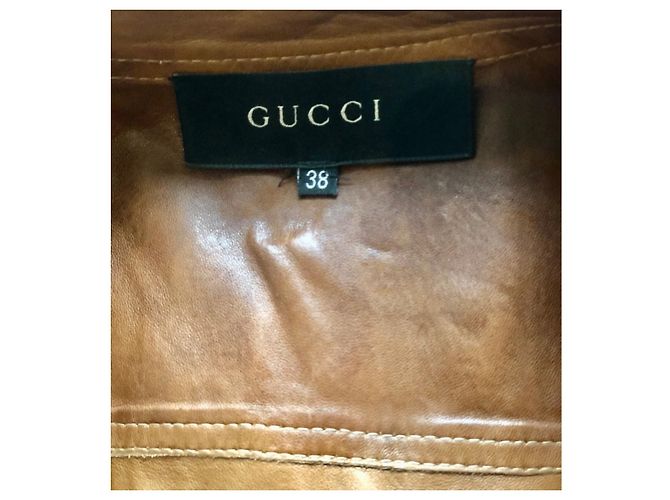 Gucci Logo Print Biker Jacke Braun Beige - Ansicht 6