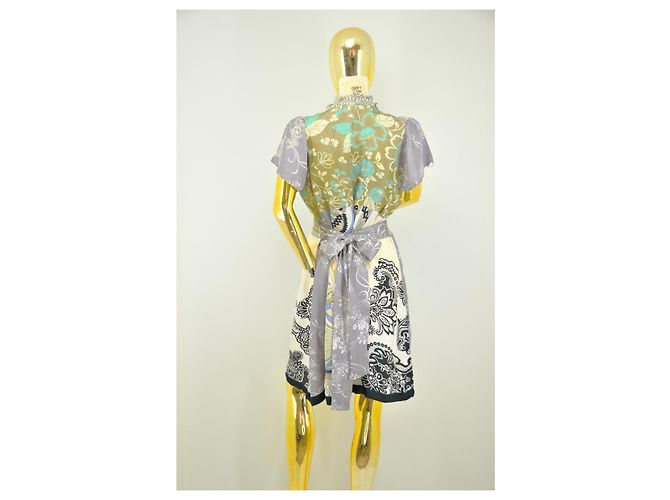 Autre Marque #blumenseidenkleid derhy Mehrfarben - Ansicht 4
