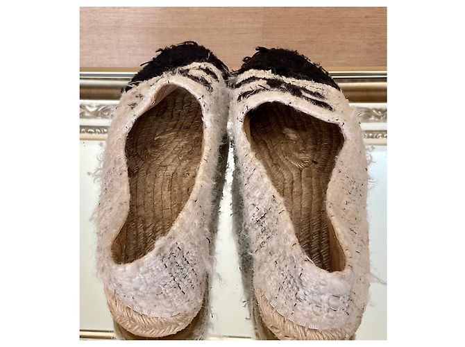 Espadrillas Chanel Tweed CC Nere Beige Nero - vista 3