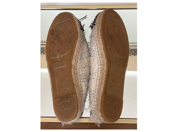Espadrillas Chanel Tweed CC Nere Beige Nero - vista 4