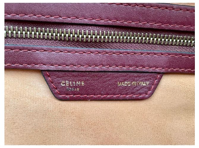 Luggage Trolley Céline in pelle bordeaux e camoscio turchese e ocra Beige Bordò - vista 6