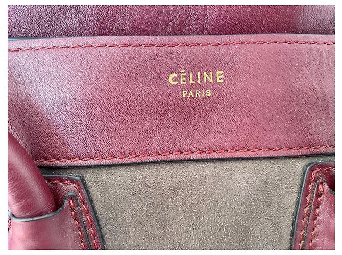 Luggage Trolley Céline in pelle bordeaux e camoscio turchese e ocra Beige Bordò - vista 8