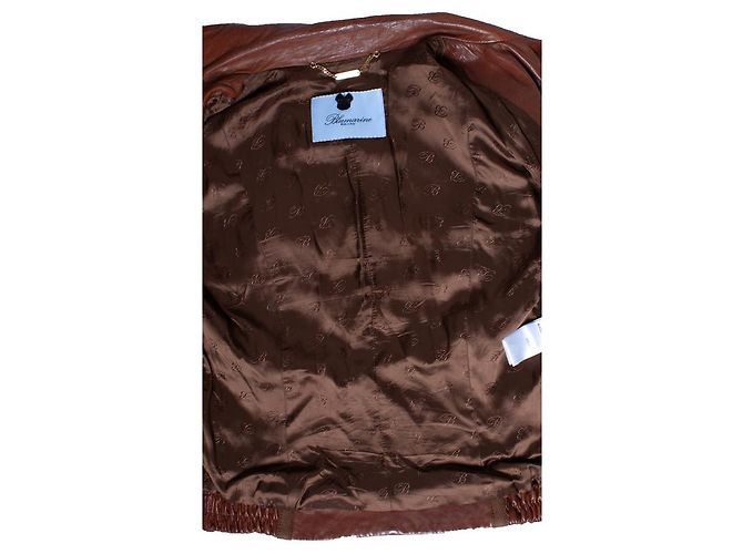 BLUMARINE, Bikerjacke aus Leder Braun - Ansicht 8