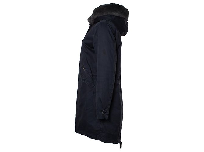 WOOLRICH, Parka negra con capucha de pelo Negro - vista 3