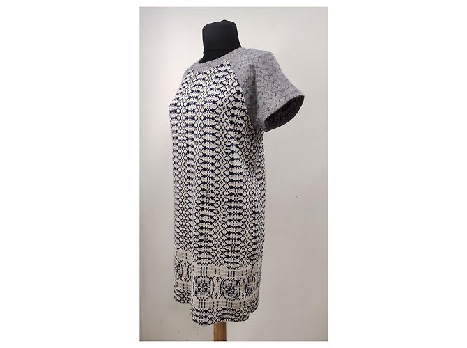 Vestido Hobbs Blanco y Azul de Algodón - vista 2