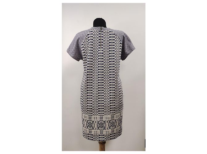 Vestido Hobbs Blanco y Azul de Algodón - vista 3