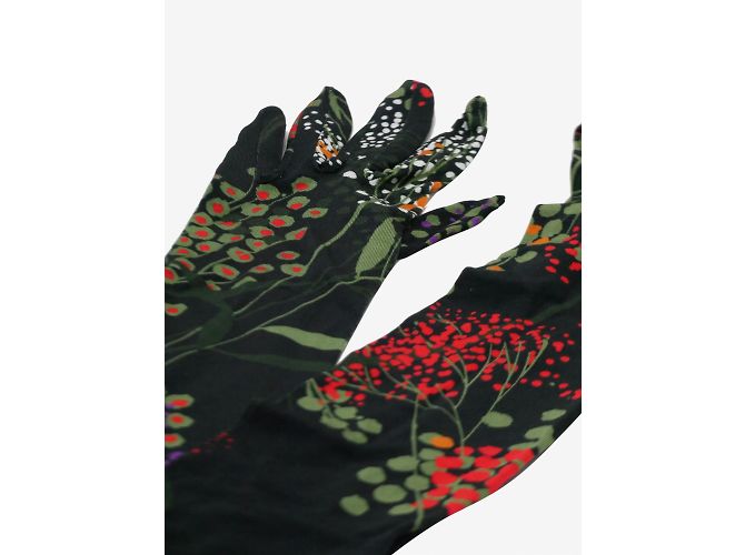 Dries Van Noten Schwarze, ellenbogenlange, geblümte Handschuhe - Ansicht 3