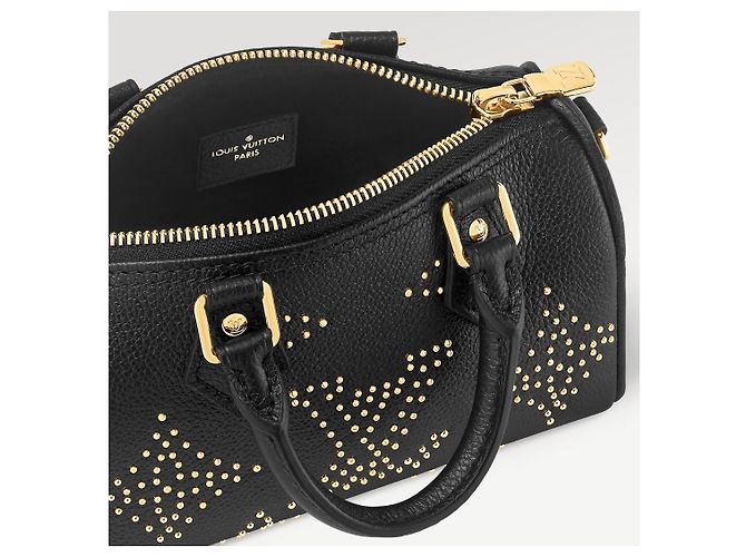 Louis Vuitton Speedy Bandouliere Nano Nero Pelle Monogram Empreinte - vista 3