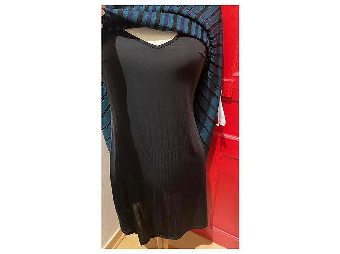Kenzo Gestreiftes Mesh Kleid Schwarz Grün Blau Dunkelgrün Dunkelblau - Ansicht 5
