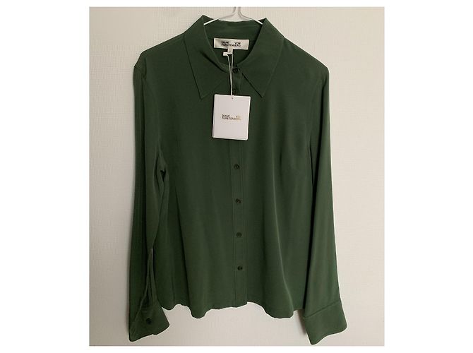 Camicia Diane Von Furstenberg in seta verde - vista 5