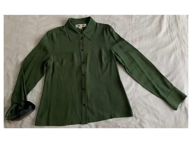 Camicia Diane Von Furstenberg in seta verde - vista 7