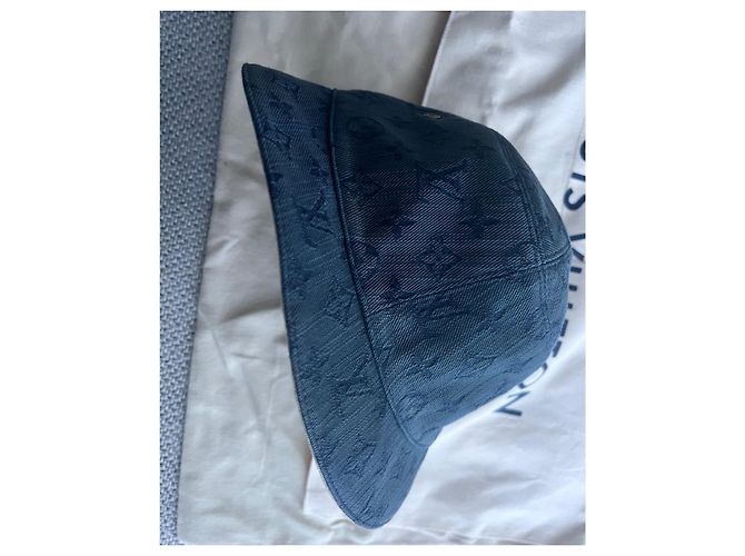 Cappello Louis Vuitton Monogram Jacquard in cotone blu - vista 3