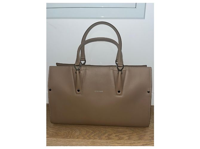 Borsa a mano Longchamp Paris Premier in pelle taupe - vista 3