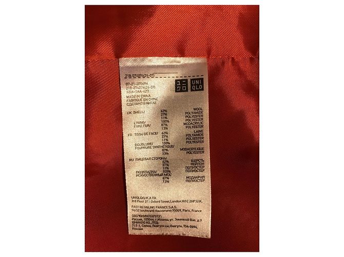 abrigo Uniqlo en mezcla de lana Naranja - vista 6