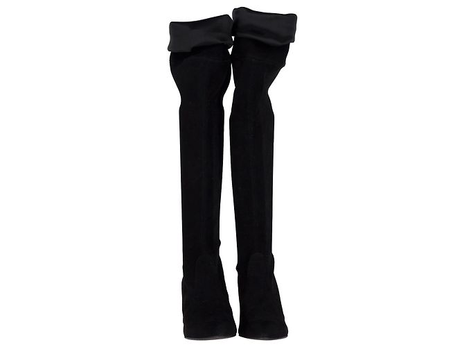 Stuart Weitzman Tieland Overknee-Stiefel aus schwarzem Wildleder - Ansicht 2