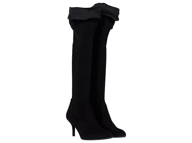 Stuart Weitzman Tieland Overknee-Stiefel aus schwarzem Wildleder - Ansicht 3
