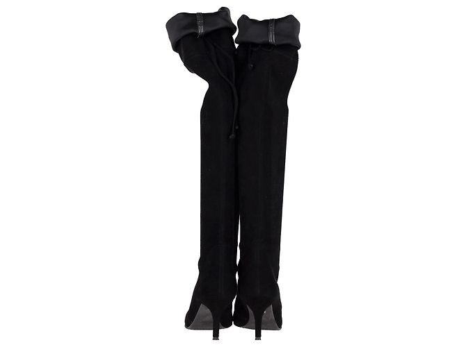 Stuart Weitzman Tieland Overknee-Stiefel aus schwarzem Wildleder - Ansicht 4