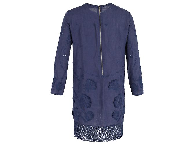 Abito a trapezio con maniche a quarti Vanessa Bruno in lino blu scuro Blu navy - vista 3