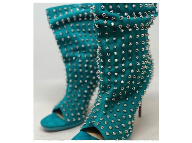 Botines Christian Louboutin Gamuza Turquesa - vista 2