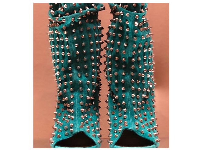 Botines Christian Louboutin Gamuza Turquesa - vista 3