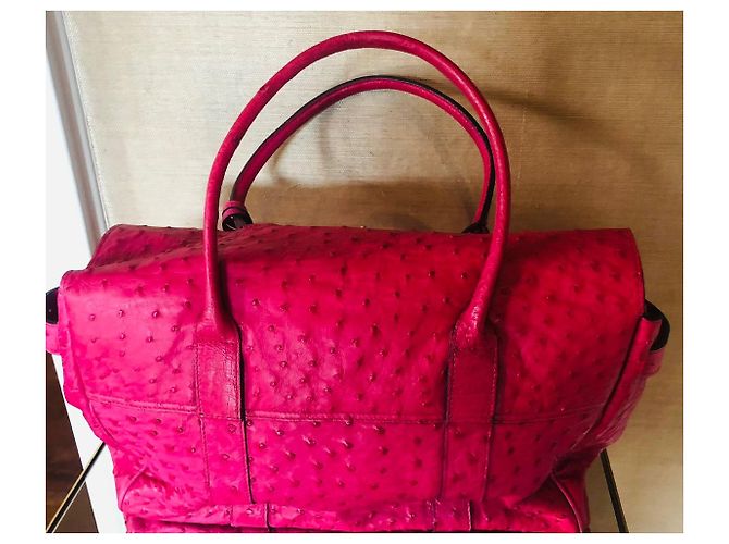 Borsa Mulberry Bayswater in pelle di struzzo magenta Rosa - vista 2