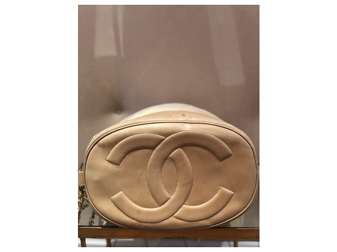 Borsa a tracolla Chanel beige in scamosciato e pelle - vista 5