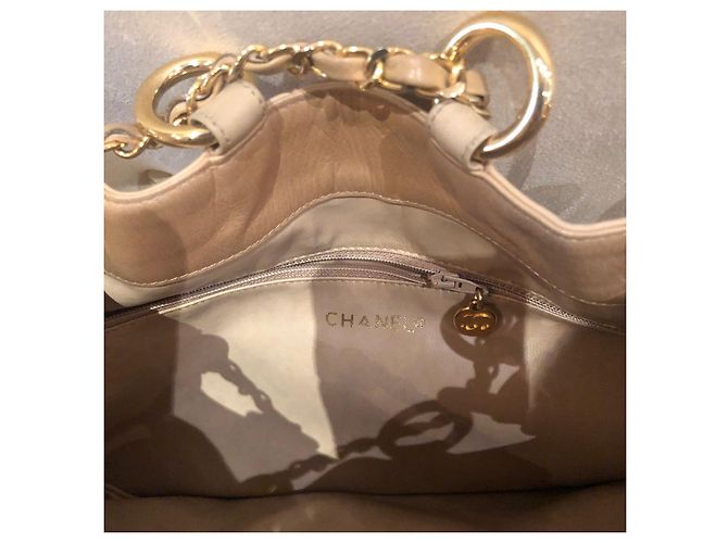 Borsa a tracolla Chanel beige in scamosciato e pelle - vista 6