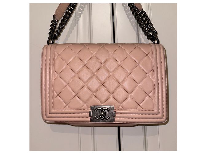 Chanel Boy Bag Rosa in Pelle d'Agnello - vista 2