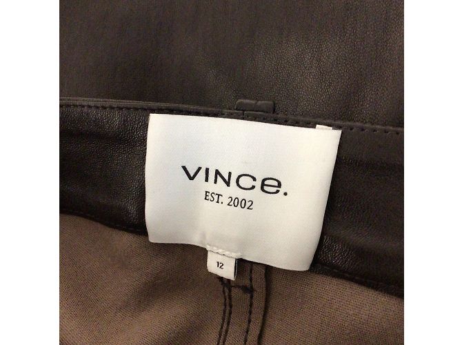 Vince Pantalones con corte de bota de piel de cordero elástica en marrón oscuro - vista 4
